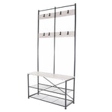 Zenvida Hall Tree Entryway Bench Shoe Storage Coat Rack Shelves Metal Frame