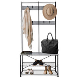 Zenvida Hall Tree Entryway Bench Shoe Storage Coat Rack Shelves Metal Frame