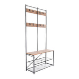 Zenvida Hall Tree Entryway Bench Shoe Storage Coat Rack Shelves Metal Frame