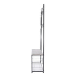 Zenvida Hall Tree Entryway Bench Shoe Storage Coat Rack Shelves Metal Frame