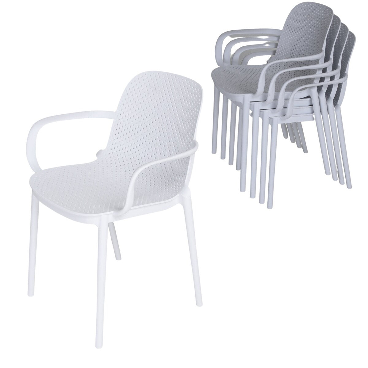Zenvida Outdoor Dining Chair Stackable Plastic Patio Furniture Armchair (Set of 4)