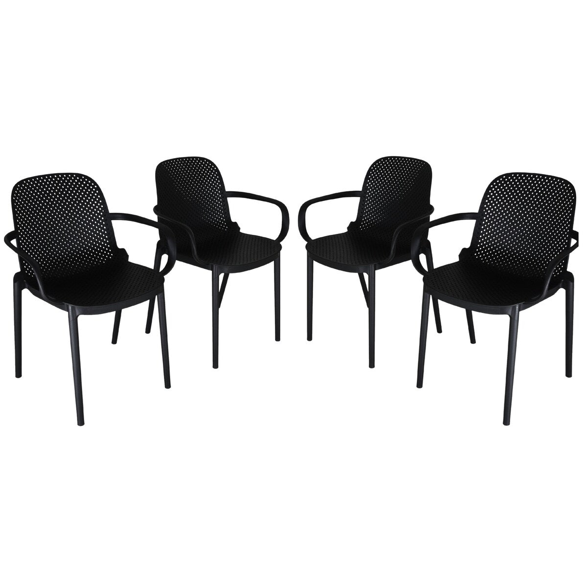 Zenvida Outdoor Dining Chair Stackable Plastic Patio Furniture Armchair (Set of 4)