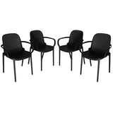 Zenvida Outdoor Dining Chair Stackable Plastic Patio Furniture Armchair (Set of 4)