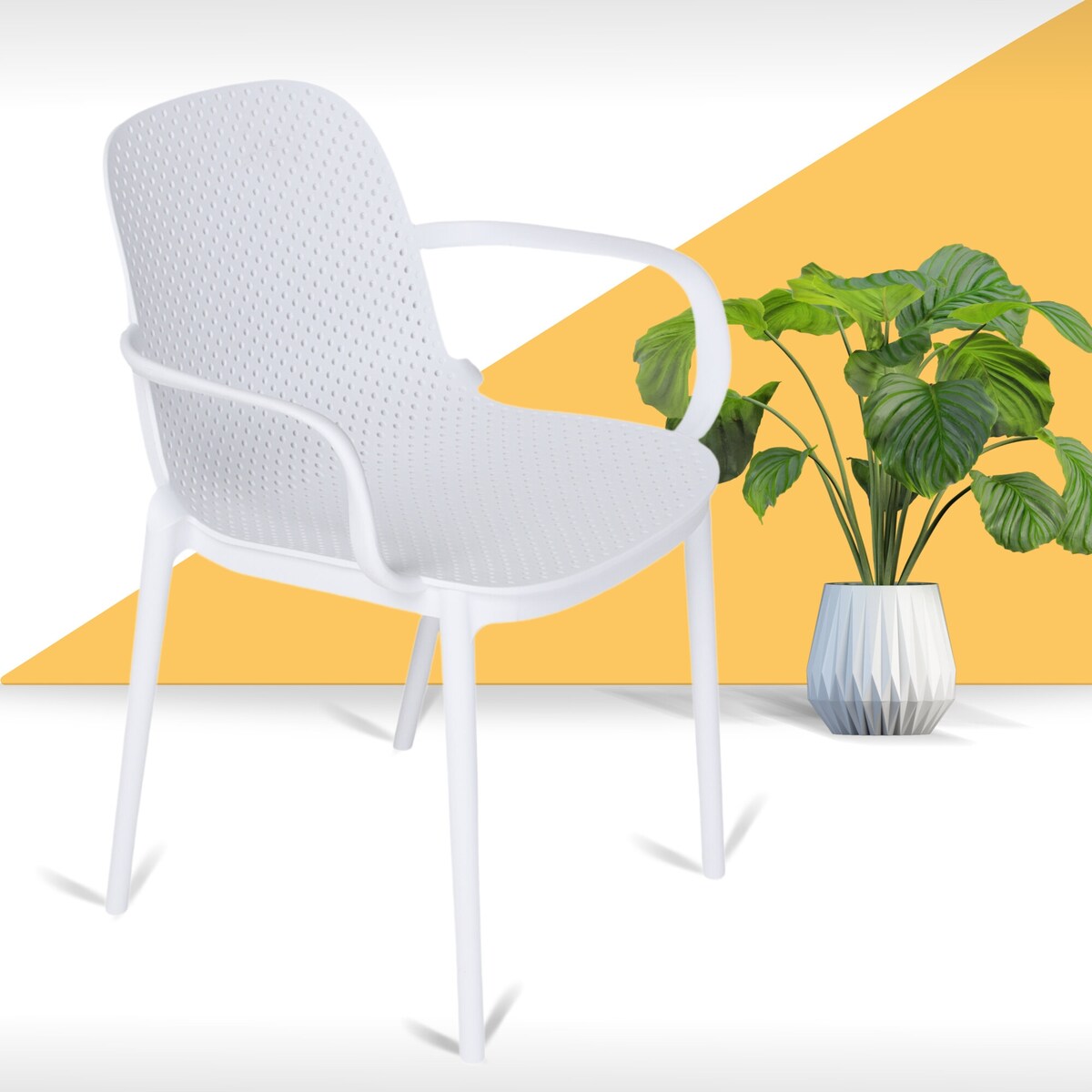 Zenvida Outdoor Dining Chair Stackable Plastic Patio Furniture Armchair (Set of 4)