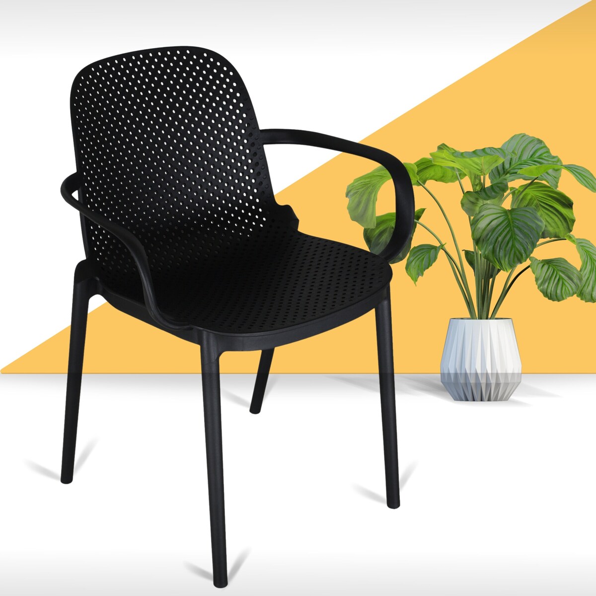 Zenvida Outdoor Dining Chair Stackable Plastic Patio Furniture Armchair (Set of 4)