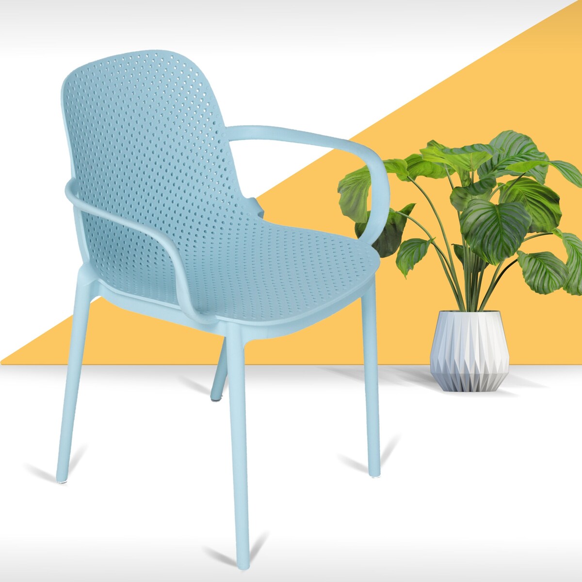 Zenvida Outdoor Dining Chair Stackable Plastic Patio Furniture Armchair (Set of 4)