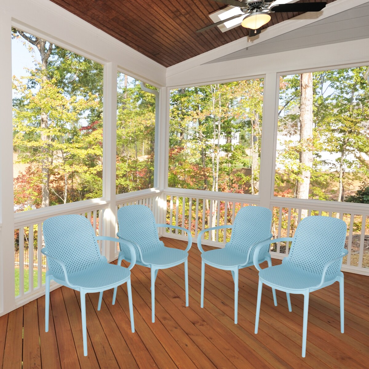Zenvida Outdoor Dining Chair Stackable Plastic Patio Furniture Armchair (Set of 4)