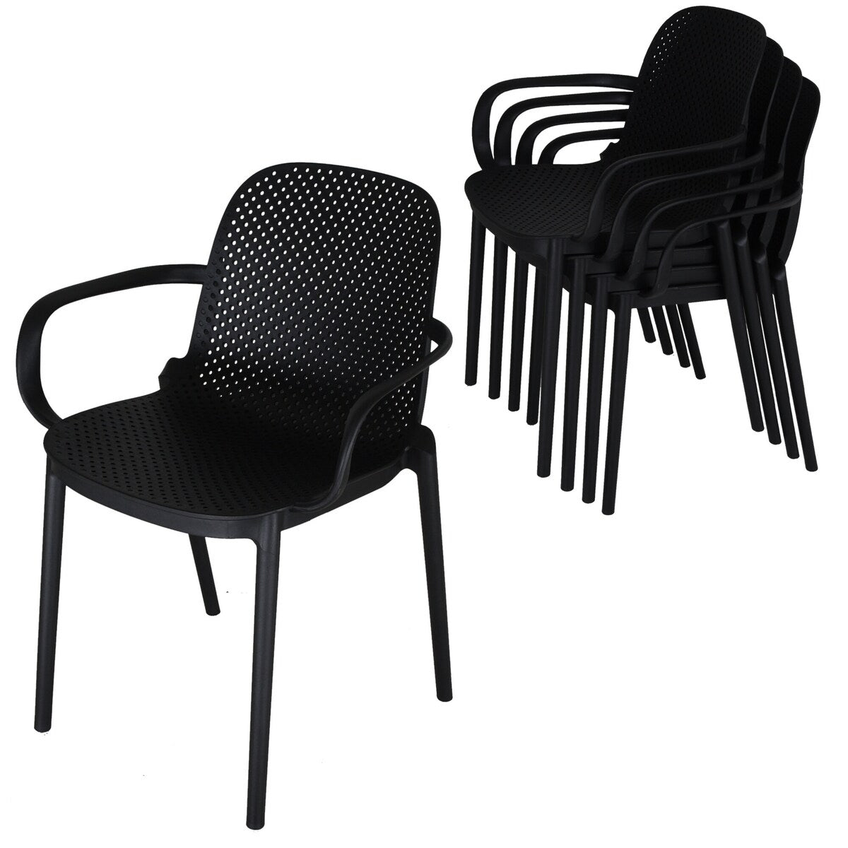 Zenvida Outdoor Dining Chair Stackable Plastic Patio Furniture Armchair (Set of 4)