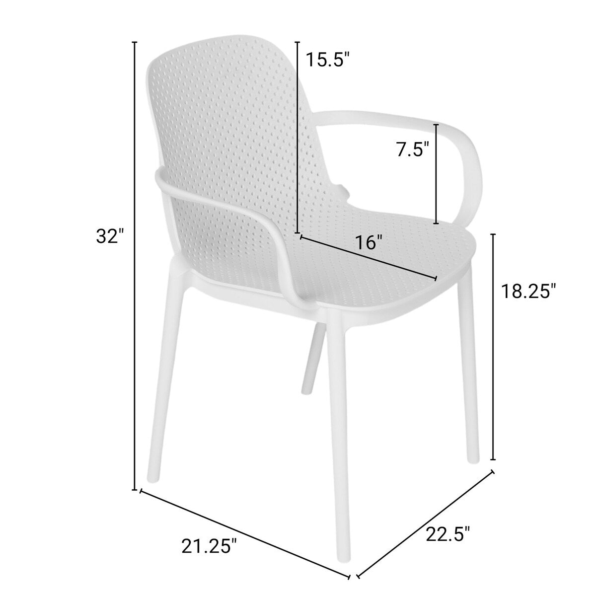 Zenvida Outdoor Dining Chair Stackable Plastic Patio Furniture Armchair (Set of 4)
