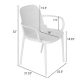 Zenvida Outdoor Dining Chair Stackable Plastic Patio Furniture Armchair (Set of 4)