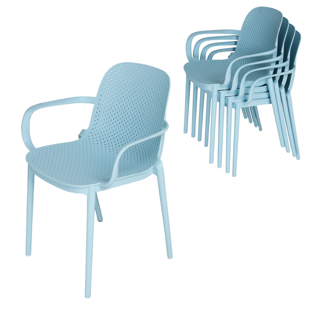 Zenvida Outdoor Dining Chair Stackable Plastic Patio Furniture Armchair (Set of 4)