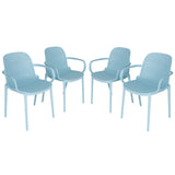 Zenvida Outdoor Dining Chair Stackable Plastic Patio Furniture Armchair (Set of 4)