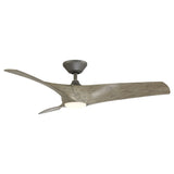 Zephyr Indoor and Outdoor 3-Blade Smart Ceiling Fan 62in with 3000K LED Light Kit and Remote Control with Wall Cradle