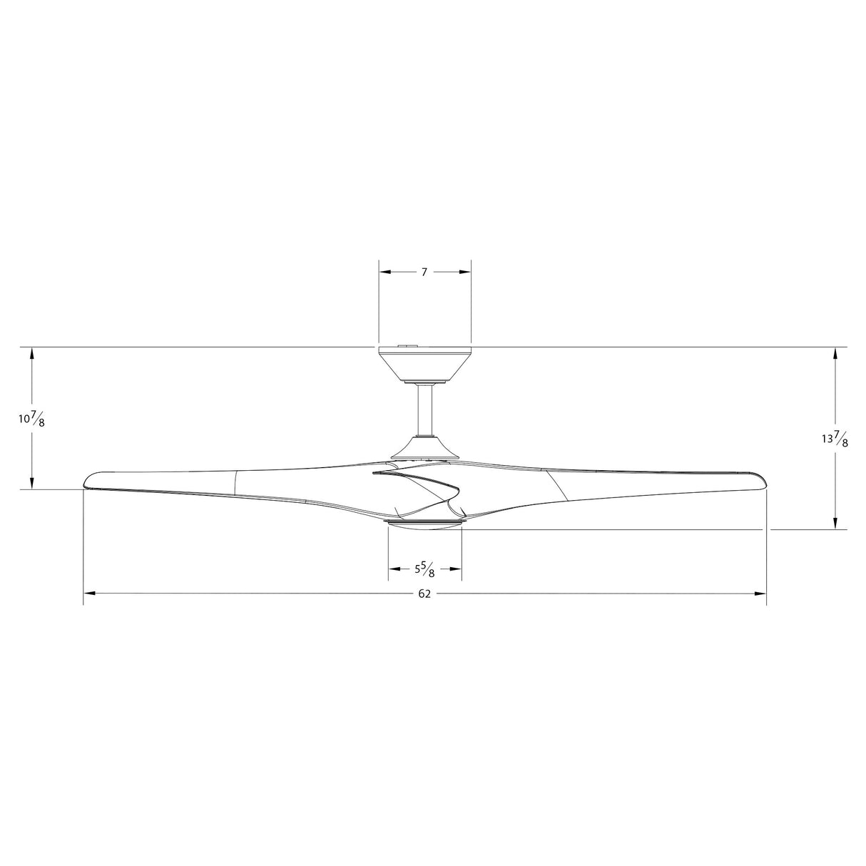 Zephyr Indoor and Outdoor 3-Blade Smart Ceiling Fan 62in with 3000K LED Light Kit and Remote Control with Wall Cradle