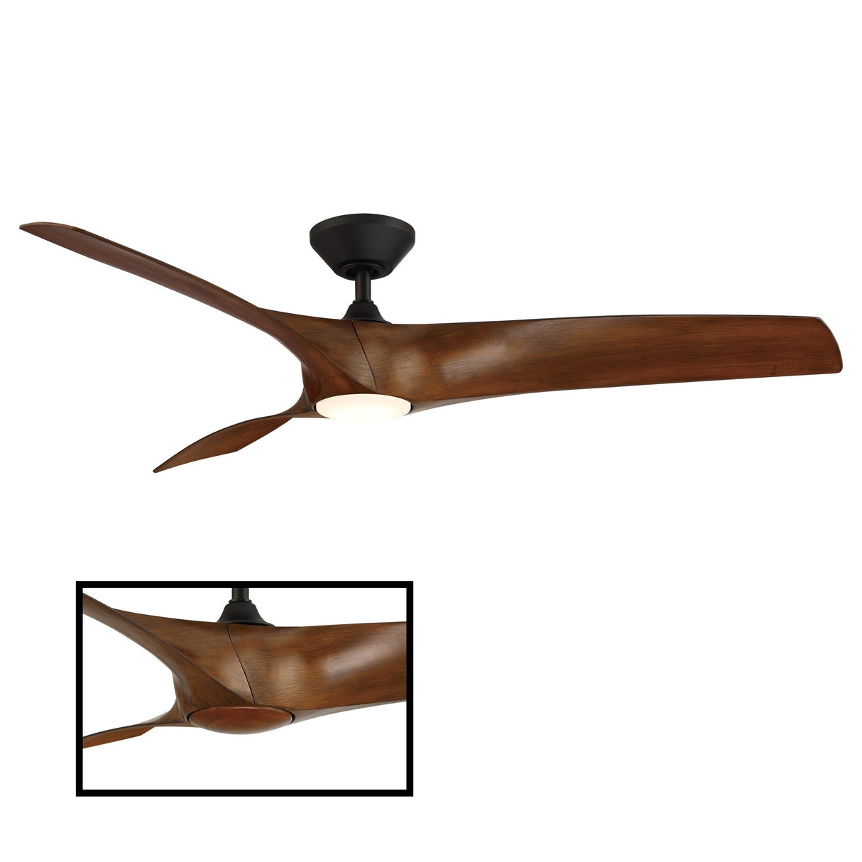 Zephyr Indoor and Outdoor 3-Blade Smart Ceiling Fan 62in with 3000K LED Light Kit and Remote Control with Wall Cradle