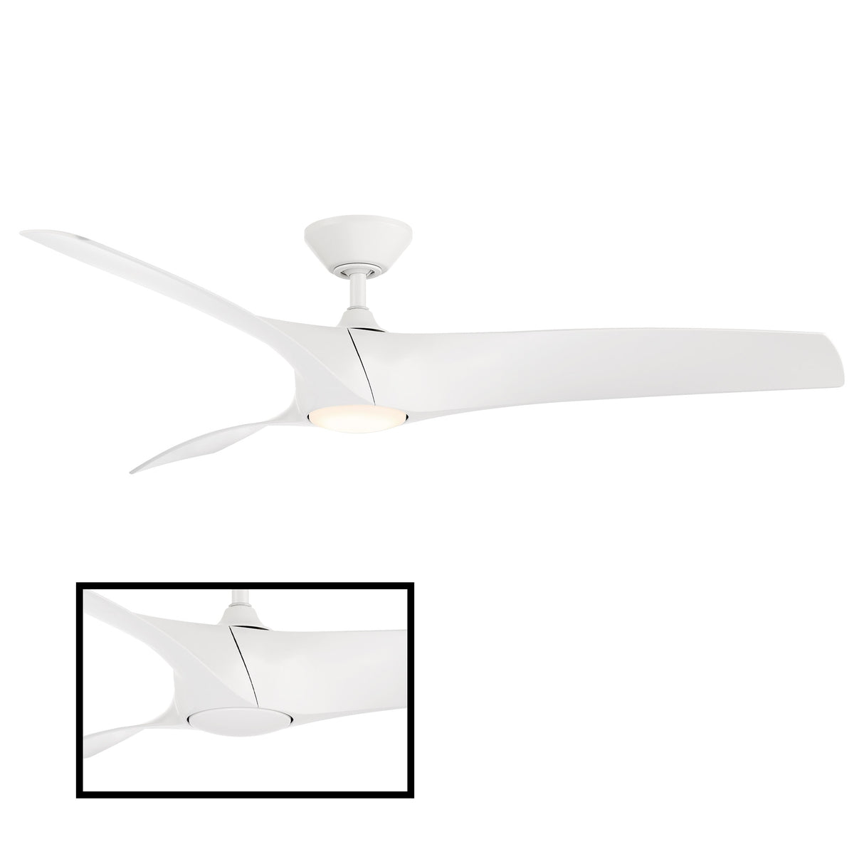 Zephyr Indoor and Outdoor 3-Blade Smart Ceiling Fan 62in with 3000K LED Light Kit and Remote Control with Wall Cradle