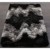 Zig-zag Black and Grey Shag Stripe Area Rug (5'1 x 8'2)