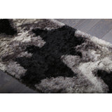 Zig-zag Black and Grey Shag Stripe Area Rug (5'1 x 8'2)