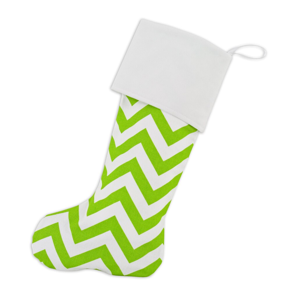 Zig-zag Chartreuse Lined Trimmed Stocking