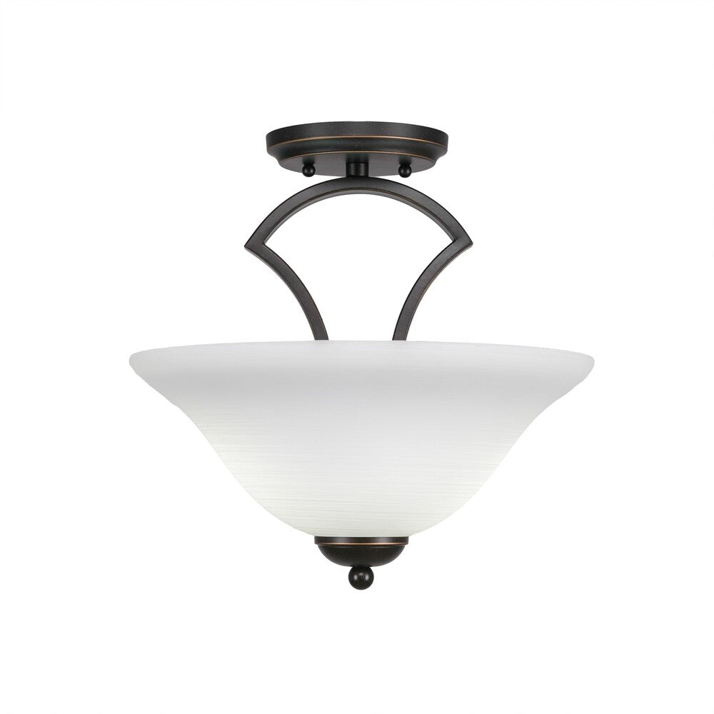 Zilo 2 Bulb Semi Flush Mount Shown In Dark Granite Finish With Glass Shade