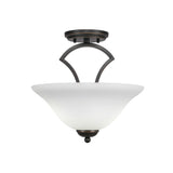 Zilo 2 Bulb Semi Flush Mount Shown In Dark Granite Finish With Glass Shade