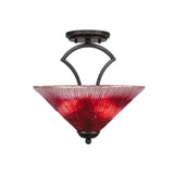Zilo 2 Bulb Semi Flush Mount Shown In Dark Granite Finish With Glass Shade