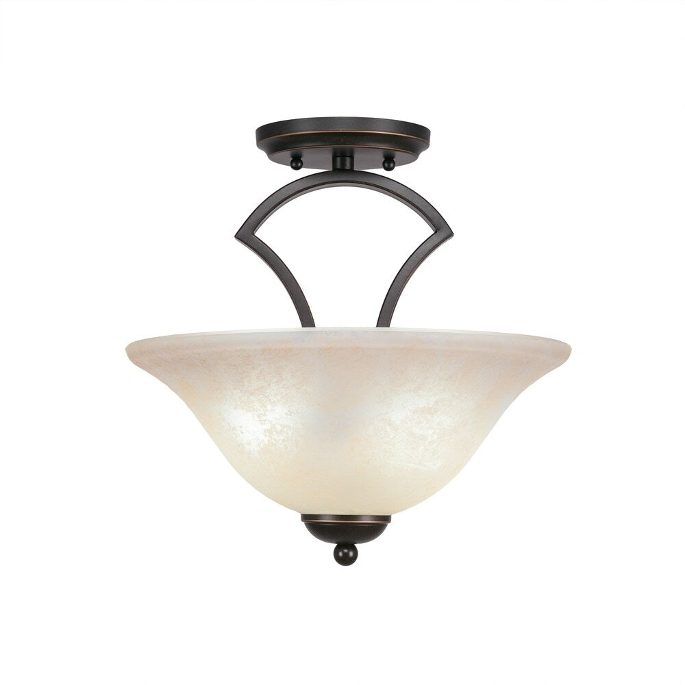 Zilo 2 Bulb Semi Flush Mount Shown In Dark Granite Finish With Glass Shade