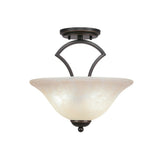 Zilo 2 Bulb Semi Flush Mount Shown In Dark Granite Finish With Glass Shade