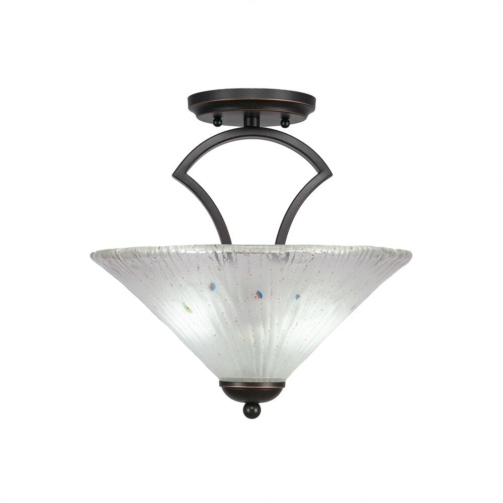 Zilo 2 Bulb Semi Flush Mount Shown In Dark Granite Finish With Glass Shade