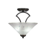 Zilo 2 Bulb Semi Flush Mount Shown In Dark Granite Finish With Glass Shade