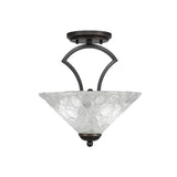 Zilo 2 Bulb Semi Flush Mount Shown In Dark Granite Finish With Glass Shade