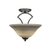 Zilo 2 Bulb Semi Flush Mount Shown In Dark Granite Finish With Glass Shade