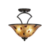 Zilo 2 Bulb Semi Flush Mount Shown In Dark Granite Finish With Glass Shade