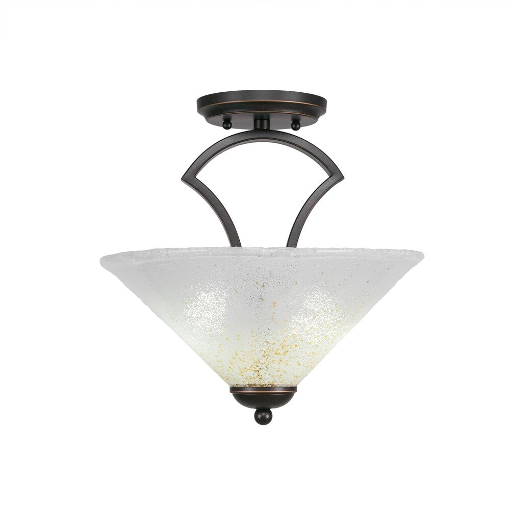 Zilo 2 Bulb Semi Flush Mount Shown In Dark Granite Finish With Glass Shade