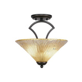 Zilo 2 Bulb Semi Flush Mount Shown In Dark Granite Finish With Glass Shade