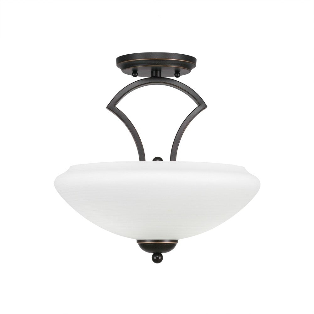 Zilo 2 Bulb Semi Flush Mount Shown In Dark Granite Finish With Glass Shade