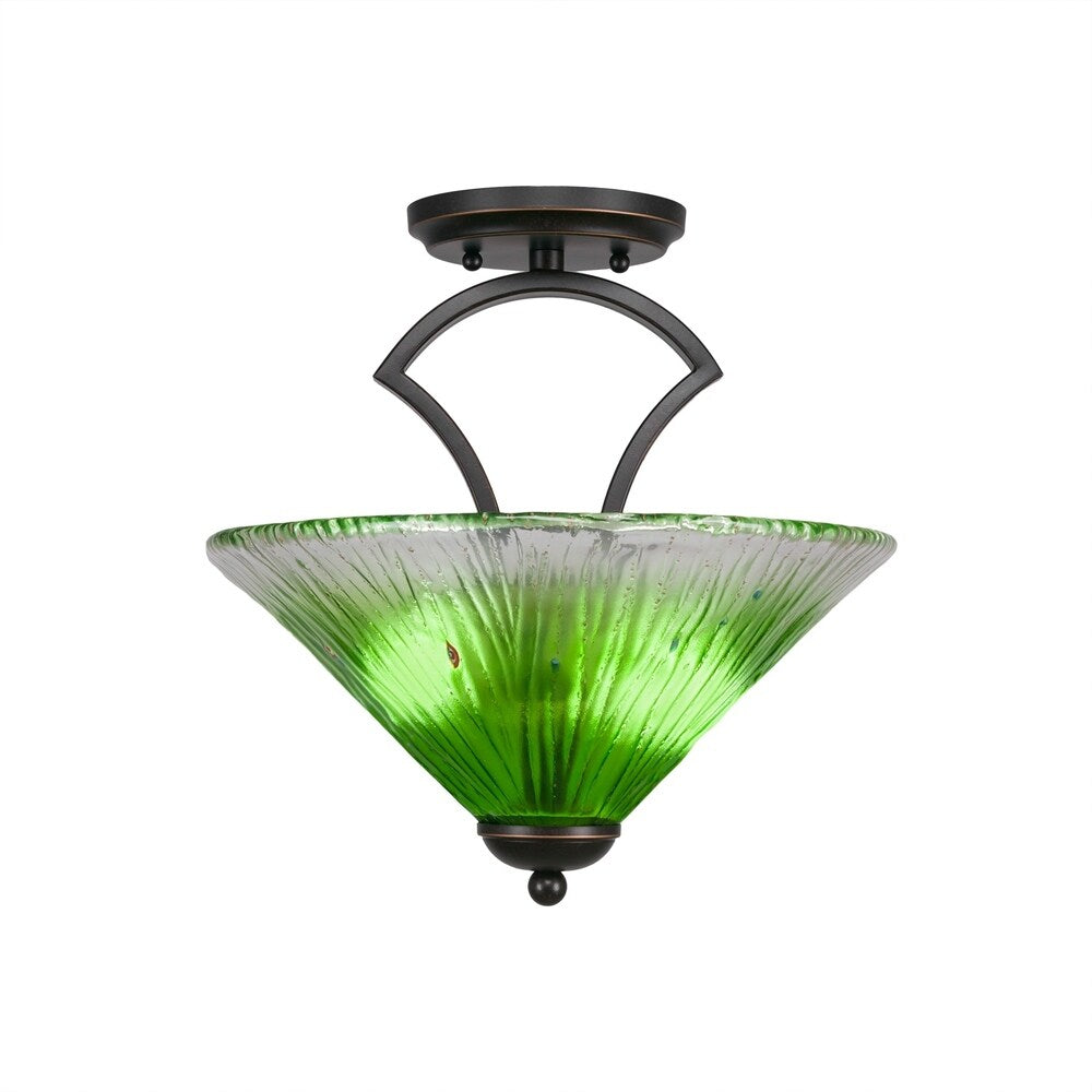Zilo 2 Bulb Semi Flush Mount Shown In Dark Granite Finish With Glass Shade