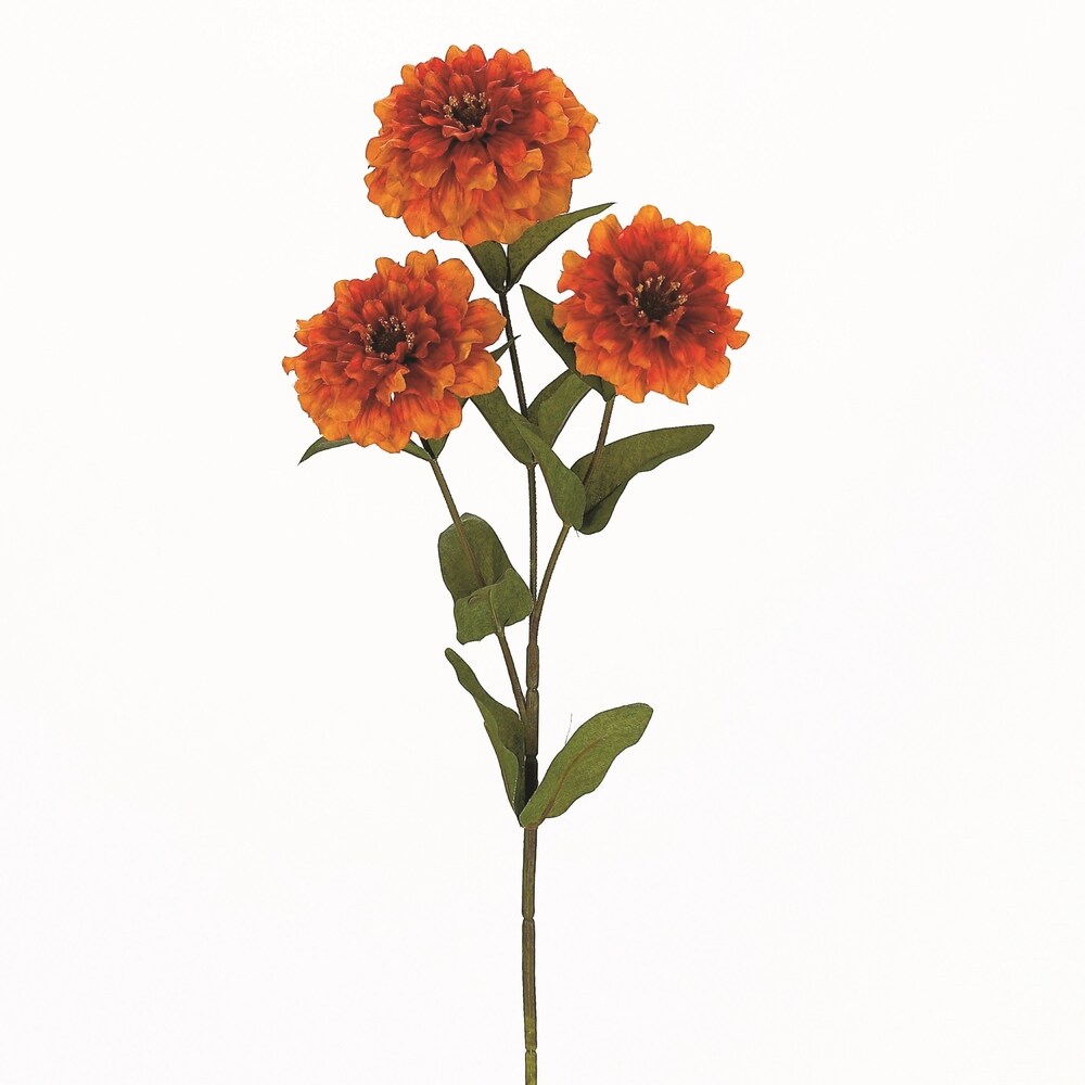 3-flower Orange Zinnia with 7 Leaves (Pack of 12)
