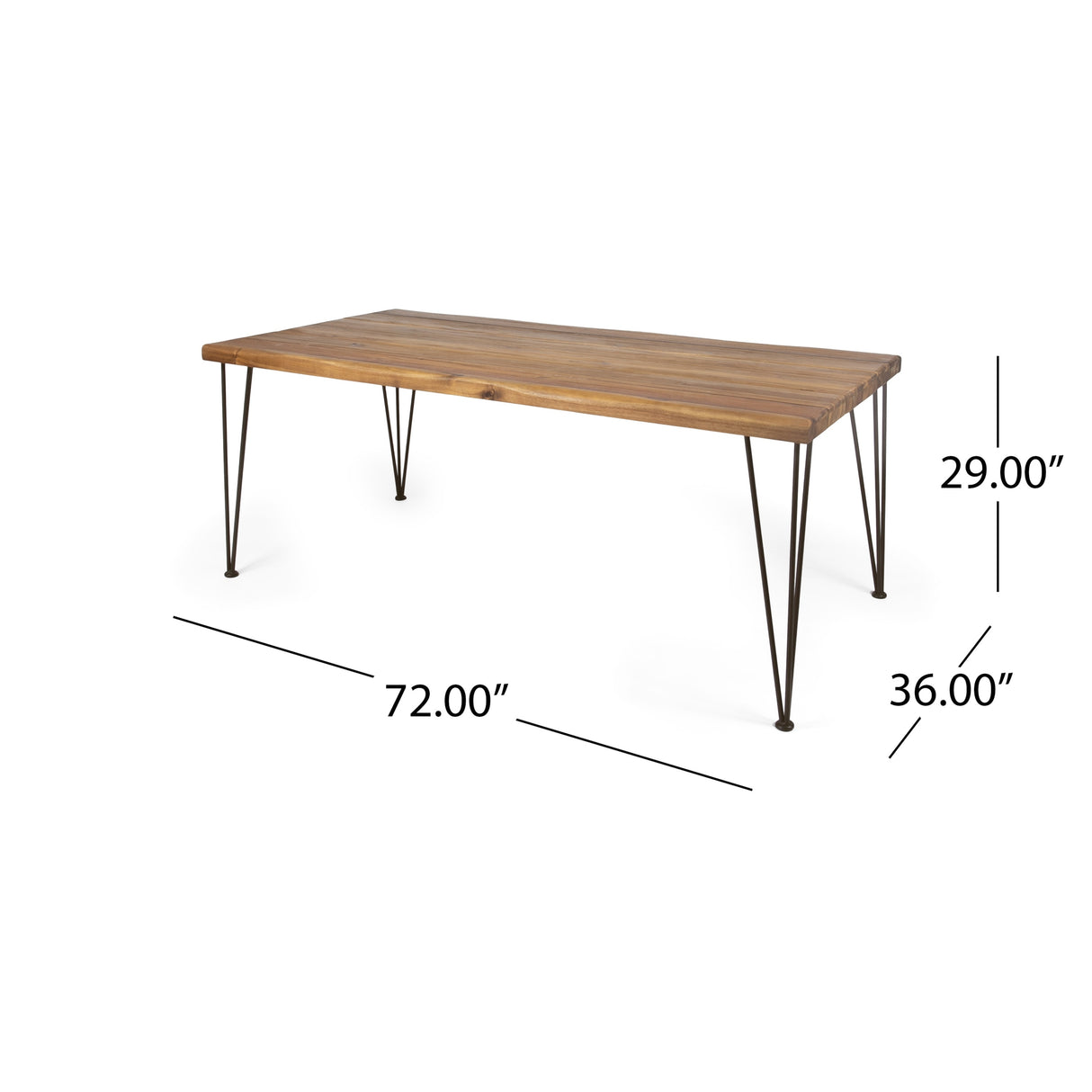 Christopher Knight Home Zion Acacia Wood 72-Inch Dining Table - teak finish + rustic metal