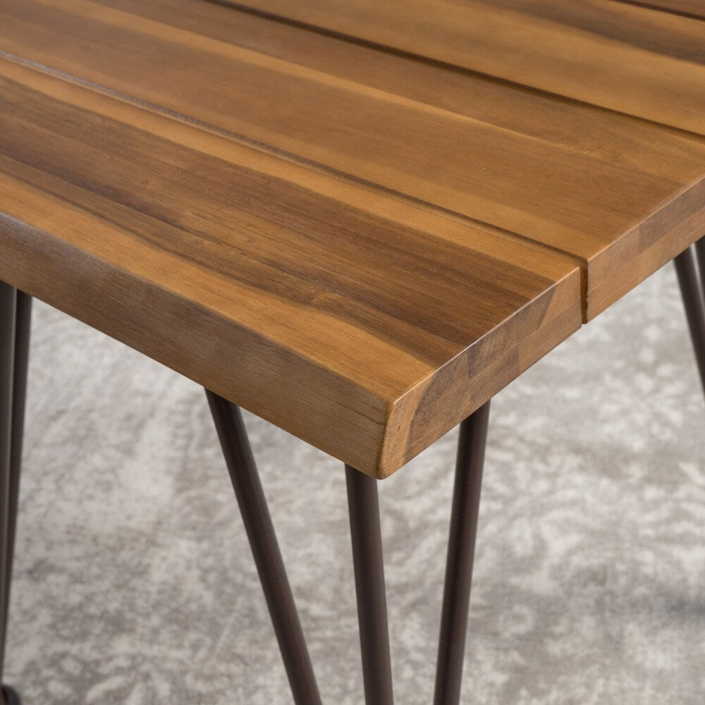 Zion Outdoor Acacia Wood Industrial Side Table (Set of 2) by Christopher Knight Home