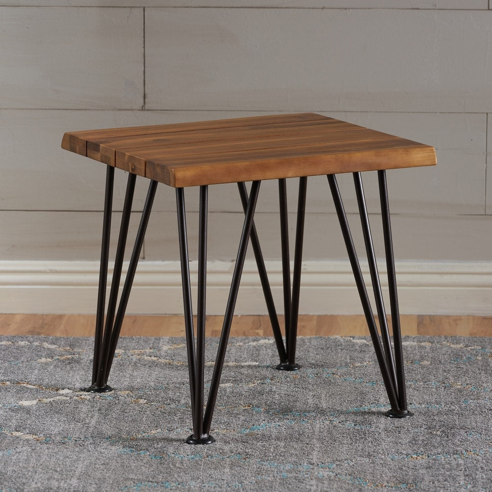Zion Outdoor Acacia Wood Industrial Side Table (Set of 2) by Christopher Knight Home