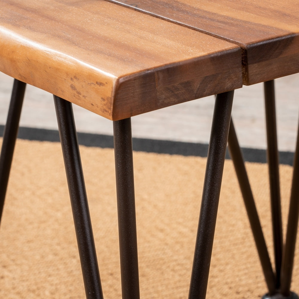 Zion Outdoor Industrial Acacia Wood Coffee Table with 2 Matching Accent Tables by Christopher Knight Home