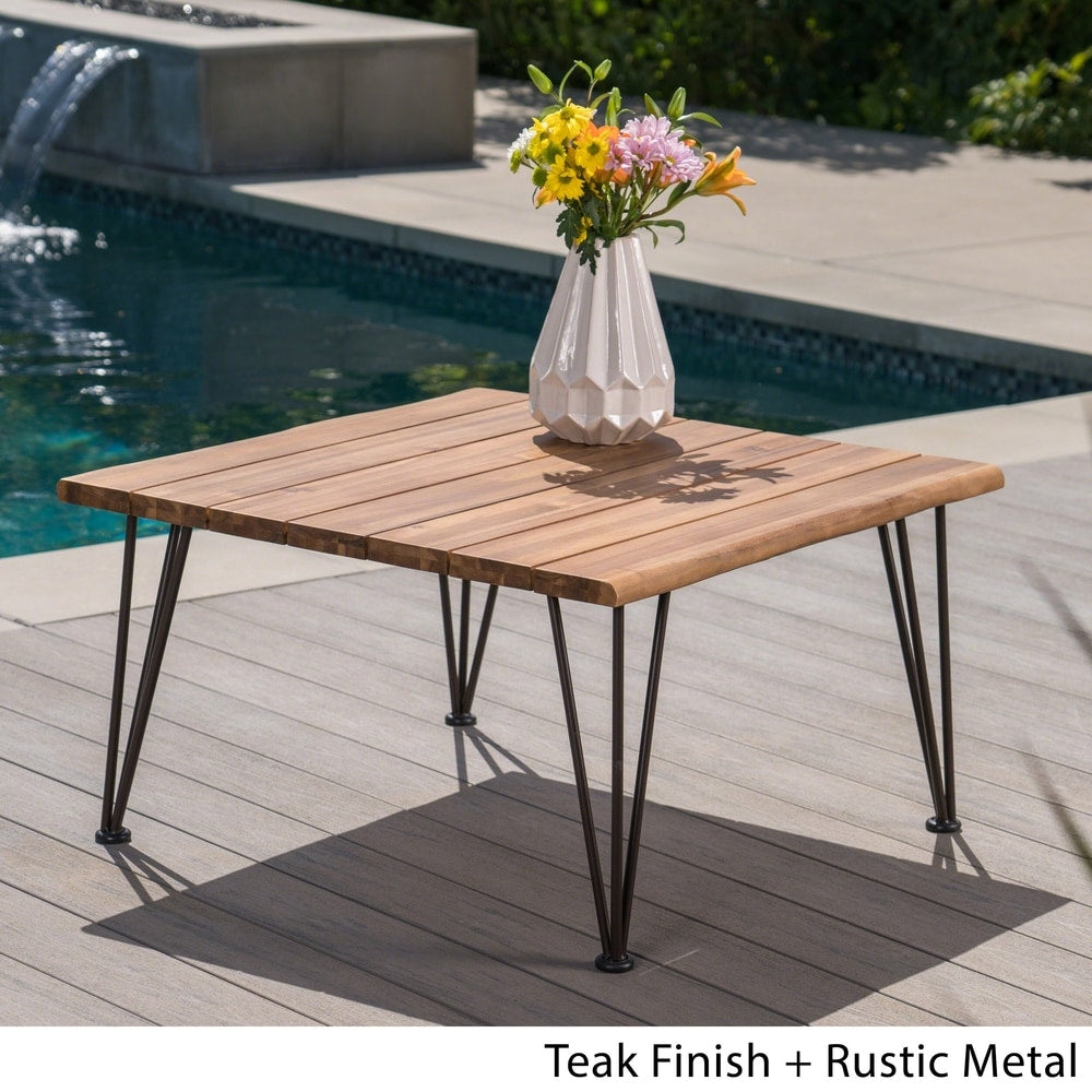 Zion Outdoor Industrial Acacia Wood Square Coffee Table by Christopher Knight Home