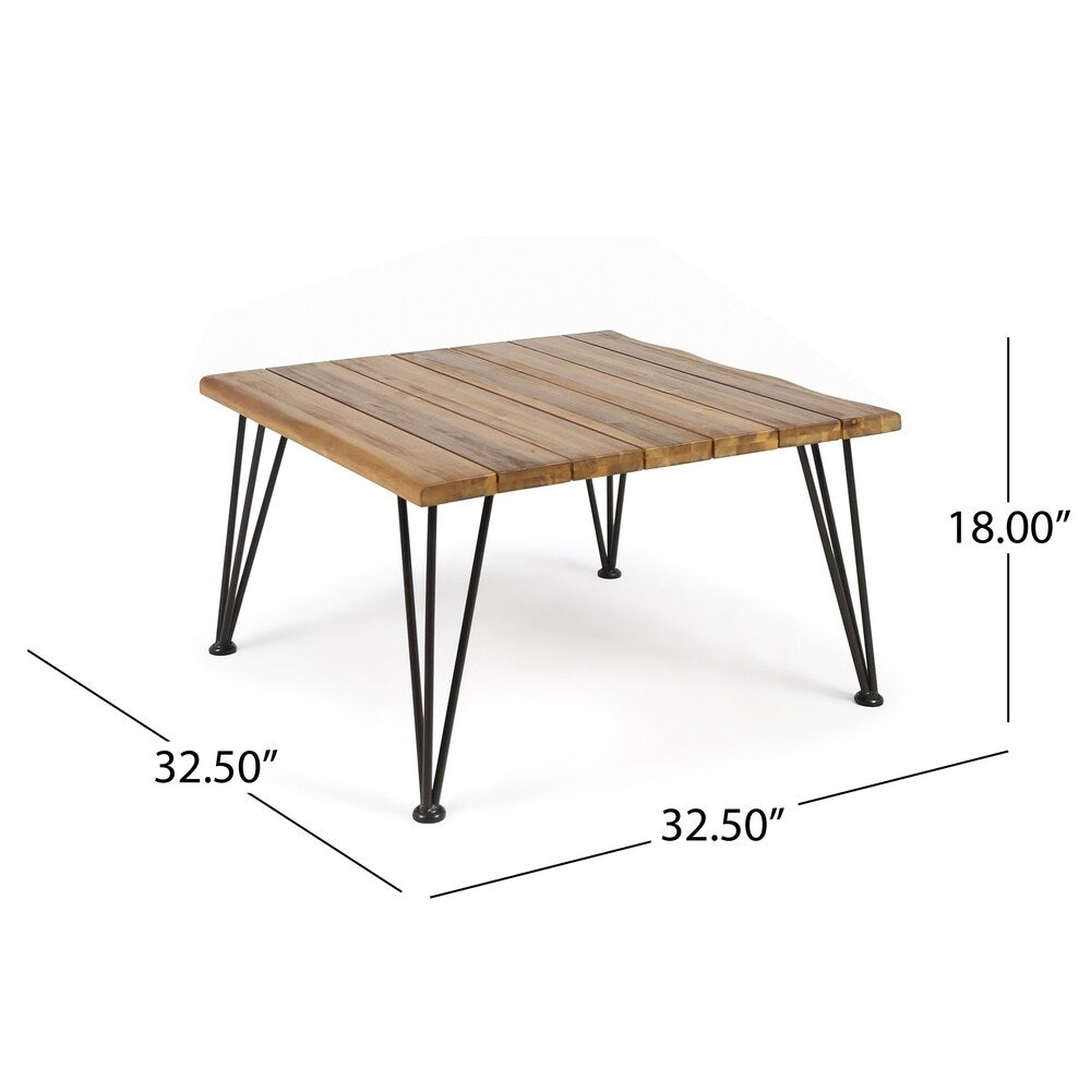 Zion Outdoor Industrial Acacia Wood Square Coffee Table by Christopher Knight Home