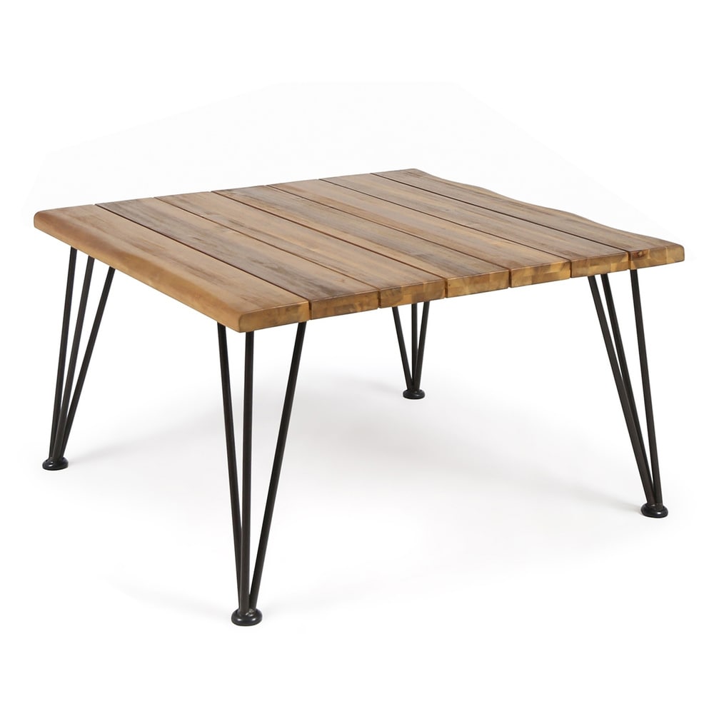 Zion Outdoor Industrial Acacia Wood Square Coffee Table by Christopher Knight Home