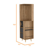 FM Furniture Ziton Corner Bar Cabinet with 3 External Shelves, 2 Drawers, Glass Rack, 4 Wine Compartments and 4 Legs - N/A