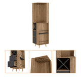 FM Furniture Ziton Corner Bar Cabinet with 3 External Shelves, 2 Drawers, Glass Rack, 4 Wine Compartments and 4 Legs - N/A