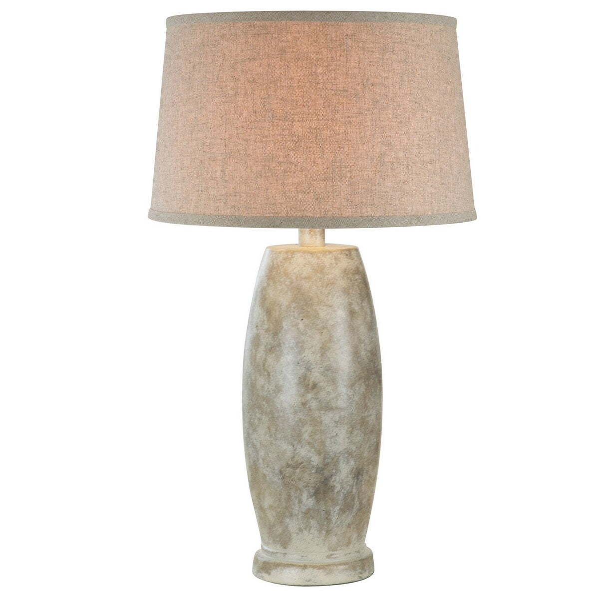 Ziya 30 Inch Table Lamp, Tall Pedestal Stand, Drum Shade, Stone Cream