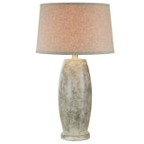 Ziya 30 Inch Table Lamp, Tall Pedestal Stand, Drum Shade, Stone Cream