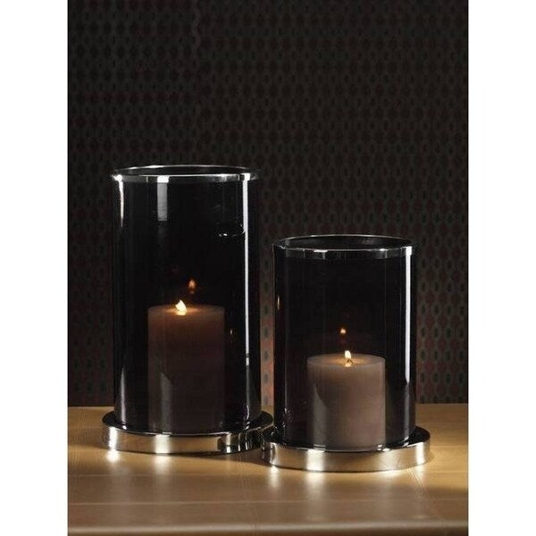 Zodax Equestrian Cylinder Hurricane Smoke Glass Candle Holder